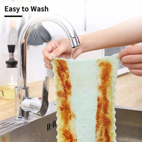img 2 attached to 🧽 16-Pack Microfiber Dish Towels for Super Absorbent Cleaning, Nonstick Oil Kitchen Cloths - Coral Velvet Dish Cloths, 10" x 6