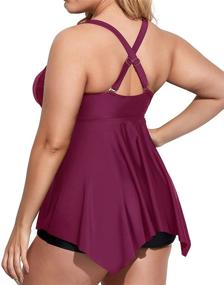 img 1 attached to Holipick Swimsuits Crossback Swimdress Boyshort