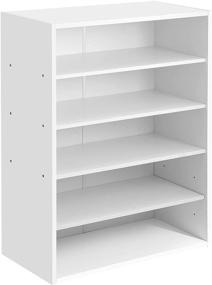 img 4 attached to 👞 HAIOOU Shoe Rack: Modern White 5-Tier Stackable Shoe Organizer for 10-15 Pairs - Free Standing Shoe Storage Stand with Movable Shelf, Ideal for Entryway, Hallway, Closet