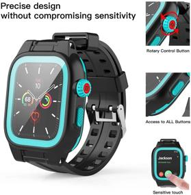 img 1 attached to Водонепроницаемый чехол с встроенным защитным экраном для Apple Watch Series 6/5/4/SE 44 мм - ударопрочный и пылезащитный чехол для Apple Watch Series 6/5/4/SE