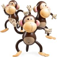 🐵 pack of 3 large inflatable monkey decorations - 27-inch monkeys for baby shower, safari, and jungle themed birthdays - blow up animal party favors and decorations for kids, toddlers, and events logo