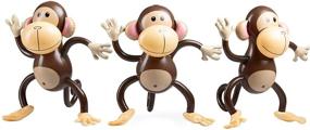 img 1 attached to 🐵 Pack of 3 Large Inflatable Monkey Decorations - 27-Inch Monkeys for Baby Shower, Safari, and Jungle Themed Birthdays - Blow Up Animal Party Favors and Decorations for Kids, Toddlers, and Events