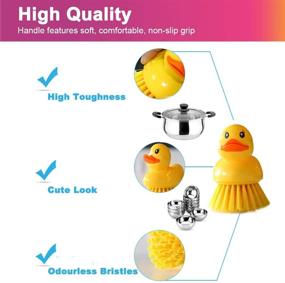 img 2 attached to Kilmila Cute Ducky Dish Brush Set (2 Packs) | Deep Cleaning for Kitchen Sink, Bathroom, and Vegetables | Perfect for Household Cleaning and Engaging Kids in Housework