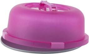 img 4 attached to 🍰 OvenStuff 12” Cake and Pastry Carrier – Portable Cake Tray with Non-Stick Base, Locking Pink Cover and Handles – Convenient and Versatile