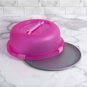 img 2 attached to 🍰 OvenStuff 12” Cake and Pastry Carrier – Portable Cake Tray with Non-Stick Base, Locking Pink Cover and Handles – Convenient and Versatile