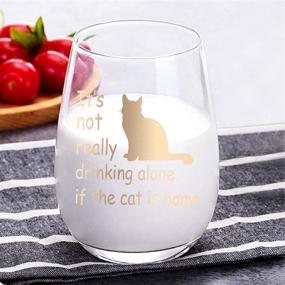 img 2 attached to 🐱 It's Not Really Drinking Alone if the Cat is Home - Funny Stemless Wine Glass for Cat Lovers - Perfect Gift for Women, Friends, Sisters, Mom and Grandma - Ideal Birthday or Christmas Present - 15 Oz Capacity