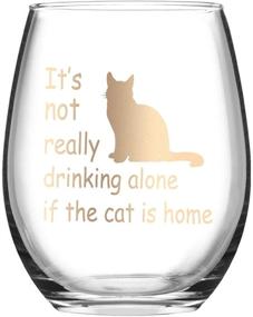 img 4 attached to 🐱 It's Not Really Drinking Alone if the Cat is Home - Funny Stemless Wine Glass for Cat Lovers - Perfect Gift for Women, Friends, Sisters, Mom and Grandma - Ideal Birthday or Christmas Present - 15 Oz Capacity