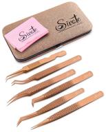 💖 sivote 6-pack professional eyelash extension tweezers - japanese steel, rose gold logo