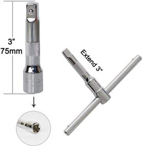 img 2 attached to 🔧 Набор удлинителей PANMAX из 6 штук: удлинители головок с приводом 1/4", 3/8" и 1/2", ручка-ключ с выдвижным удлинителем, высококачественная хром-ванадиевая сталь с электропокрытием.