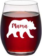 🍷 mama bear stemless wine glass: a funny and thoughtful gift for mother's day, birthday, and christmas celebrations! ideal for new moms, friends, wives, women, and moms to be – 15 oz logo