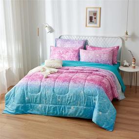 img 3 attached to 🌸 Inron Pink Glitter Comforter Sets for Teen Girls, Twin Size 4-Piece Bed in a Bag - Ultra Soft Microfiber Comforter and Sheet Sets: All Season Durable Bedding Set in Colorful Design (Twin)