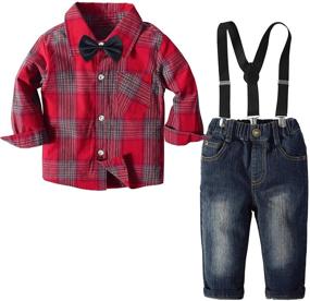 img 4 attached to Yilaku 4 Piece Gentleman Outfit Suspender Boys' Clothing: Classic Style with a Modern Twist!
