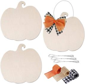 img 4 attached to 🎃 Set of 3 Unfinished Wood Pumpkin Cutouts for DIY Thanksgiving and Halloween Decorations - 12 Inch Ideal for Fall Party Supplies