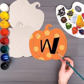 img 1 attached to 🎃 Set of 3 Unfinished Wood Pumpkin Cutouts for DIY Thanksgiving and Halloween Decorations - 12 Inch Ideal for Fall Party Supplies