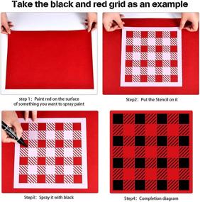 img 1 attached to 🐃 Buffalo Plaid Stencils 6-Pack - Reusable Mylar Templates for Christmas Check Paint, DIY Wood Sign Art Painting, Wall Decorations (12 x 12 Inches)