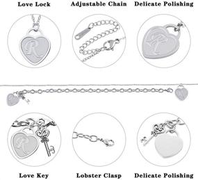 img 3 attached to Personalized Stainless Steel Heart Key Initial Necklace Bracelet Set for Teen Girls - Ideal Christmas Gift; 26 Letter Chain Necklaces with Name Locket Bracelet; Perfect Birthday Gift for Friends - Complete with Jewelry Bag