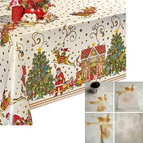 img 4 attached to 🔘 Decoser Rectangle Waterproof Tablecloth: Easy Clean and Super Durable!