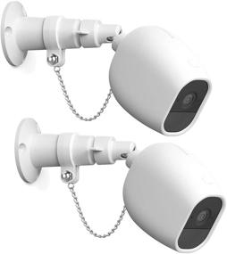 img 4 attached to Arlo Pro 2 Outdoor Mount - Anti-Theft Chain Lock with Adjustable Mounting Bracket and Silicone Case (White, 2 Pack)