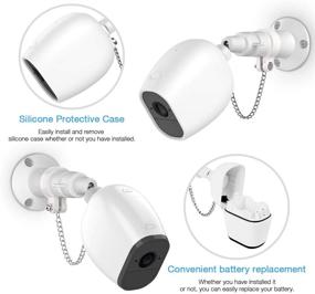 img 3 attached to Arlo Pro 2 Outdoor Mount - Anti-Theft Chain Lock with Adjustable Mounting Bracket and Silicone Case (White, 2 Pack)