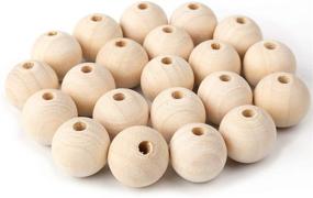 img 4 attached to 🪵 Foraineam 150 Pcs 1 Inch Round Wooden Spacer Beads - Natural Wood Loose Beads for Crafting