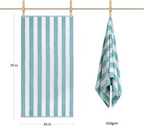 img 2 attached to LULUHOME Oversized Beach Towel - Plush and Fluffy Cotton Mystic Blue Striped Pool Towel, 36 x 70 Inch Large Cabana Swimming Towel for Adults, Perfect for Summer Fun