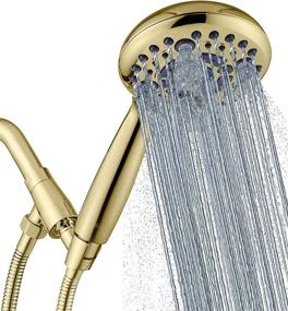 img 4 attached to 🚿 G-Promise Handheld Shower Head - High Pressure, 6 Spray Settings, Detachable Hand Held Showerhead with 4.9" Face, Extra Long Flexible Hose and Metal Adjustable Bracket - Polished Brass