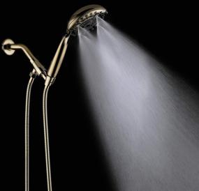 img 2 attached to 🚿 G-Promise Handheld Shower Head - High Pressure, 6 Spray Settings, Detachable Hand Held Showerhead with 4.9" Face, Extra Long Flexible Hose and Metal Adjustable Bracket - Polished Brass