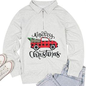 img 3 attached to 🌲 Women's Funny Christmas Sweatshirts: T&Twenties Merry Christmas Snowman Car Pullover with Plaid Tree Tops