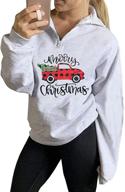 🌲 women's funny christmas sweatshirts: t&twenties merry christmas snowman car pullover with plaid tree tops logo