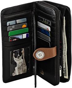 img 1 attached to Black Leather Ludlow Clutch Wallet for Women with Checkbook Cover - Stone Mountain