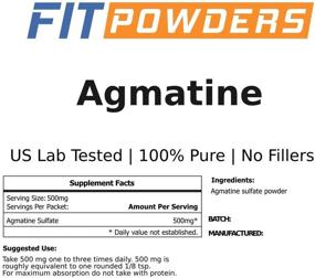 img 3 attached to 💪 FitPowders Agmatine Sulfate Powder 100g - 100% Pure Strength and Pump Supplement (Nitric Oxide Boost) - 200 Servings!