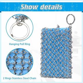 img 1 attached to 🔧 Upgraded Chainmail Scrubber for Cast Iron Skillet Cleaning - Stainless Steel Metal Scraper Brush with Scouring Pad Insert - Blue Cast Iron Wok Accessories Cleaning Tool Kit