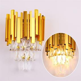 img 4 attached to ✨ Enhance Your Space with a Stunning Crystal Wall Sconce: Modern 3-Tiered Wall Lamp for Bedroom, Bathroom, Living Room, and Hallway – Gold, 2 x E12 Base