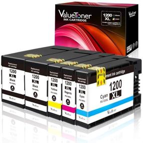 img 4 attached to 🖨️ Valuetoner Compatible Ink Cartridge Set for Canon PGI-1200XL Maxify MB2320 MB2020 MB2350 MB2050 MB2120 MB2720 Inkjet Printer (2 Black, 1 Cyan, 1 Magenta, 1 Yellow, 5-Pack)