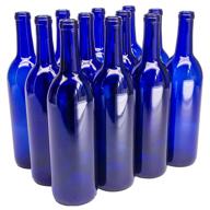 🍷 case of 12 north mountain supply w5-cb cobalt blue glass bordeaux wine bottles with flat-bottomed cork finish, 750ml logo