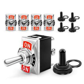 img 4 attached to Nilight 50098R 6-Pin Heavy Duty DPDT Rocker Toggle Switch - 15A 250V 🔘 20A 125V, ON/Off/ON, Metal Bat, Waterproof Boot Cap Cover - 5 Pack, 2 Years Warranty