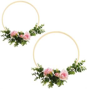 img 1 attached to Sntieecr 12 Pack of 2 Sizes Wooden Bamboo Floral Hoop Wreath Macrame Craft Rings for DIY Wedding Decor, Dream Catchers, Wall Hanging Crafts - 6 Inch &amp; 8 Inch