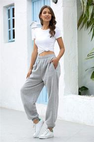 img 2 attached to 🏋️ Women's High Waist Jogger Pants with Cinch Bottom, Pockets, and Athletic Fit - Ideal for Gym, Sports, Lounge, and Trousers