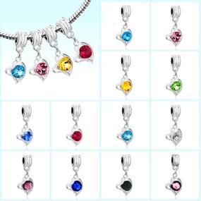 img 3 attached to RUBYCA 10Pcs Mix Assortment Heart Dangle 📿 Pendant Charm Beads: Crystal Rhinestone European Bracelet Must-Haves!