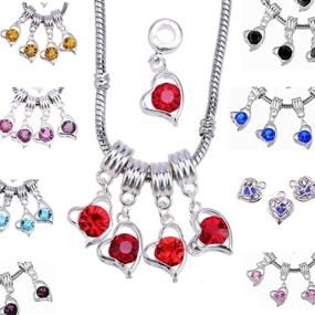 img 1 attached to RUBYCA 10Pcs Mix Assortment Heart Dangle 📿 Pendant Charm Beads: Crystal Rhinestone European Bracelet Must-Haves!