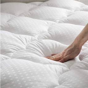 img 4 attached to 🛏️ Bedsure Full Size Pillow Top Mattress Topper - Cooling Cotton Quilted Mattress Pad with Deep Pocket, Double Padded PillowTop and Fluffy Down Alternative Fill