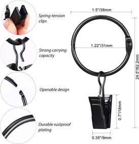 img 3 attached to 🔗 Pack of 36 SPLF Metal Curtain Rings with Clips - 1.22 Inch Interior Diameter- Designed for 1 Inch Rod, Rustproof Vintage Decorative Drapery Eyelet Hangers Rings - Heavy Duty, Openable, Black