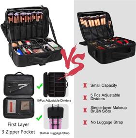 img 1 attached to 💼 Chomeiu Travel Makeup Case: Professional Cosmetic Bag Organizer, Accessories & Tools Case – Black (M Size, 14-inch)