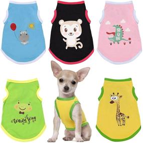 img 4 attached to 🐶 Summer Dog Shirt: Casual, Cool and Colorful Doggie Clothes for Spring-Summer Season in 5 Sizes and Cartoon Animal Prints