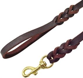 img 1 attached to 🐶 Premium Beirui Braided Leather 6ft Dog Leash - Heavy Duty Brown & Black Training Lead - 3/4 inch Width