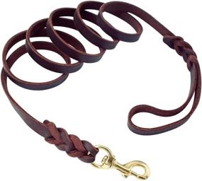 img 3 attached to 🐶 Premium Beirui Braided Leather 6ft Dog Leash - Heavy Duty Brown & Black Training Lead - 3/4 inch Width