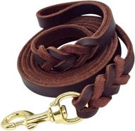 🐶 premium beirui braided leather 6ft dog leash - heavy duty brown & black training lead - 3/4 inch width logo