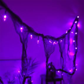 img 3 attached to 🎃 Malgero Purple String Lights with Black Gauze - 9.9Ft Creepy Cloth Indoor Halloween Decorations, 30LED Gothic Party Room Decor with 2 Modes: Steady/Flickering Lights