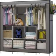🚪 udear portable closet: large wardrobe organizer with 6 shelves, 4 hanging sections, 4 side pockets – grey logo