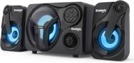 🔊 2.1 loud sound system speakers with subwoofer, smalody computer speakers with cool blue led, multimedia desktop speaker with bluetooth/aux-in/usb & tf slot, compatible with pc, desktop, laptop, gaming logo